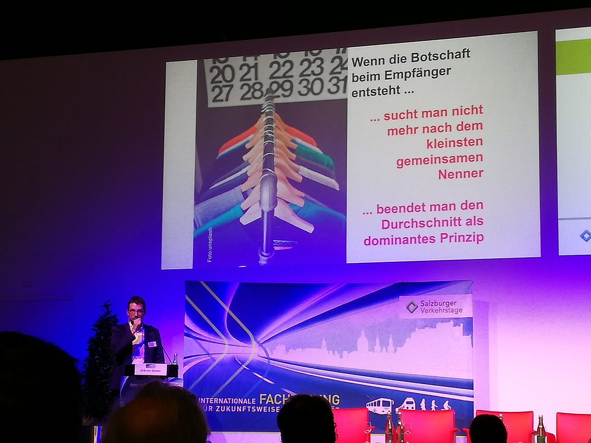JuliusRuecker's tweet photo. #transformation #mobility von one-size-fits-all zu individuellen Lösungen @dvg Thx für den  Perspektivwechsel #verkehrstage #salzburg @SZ https://t.co/ce3hIR8CMD