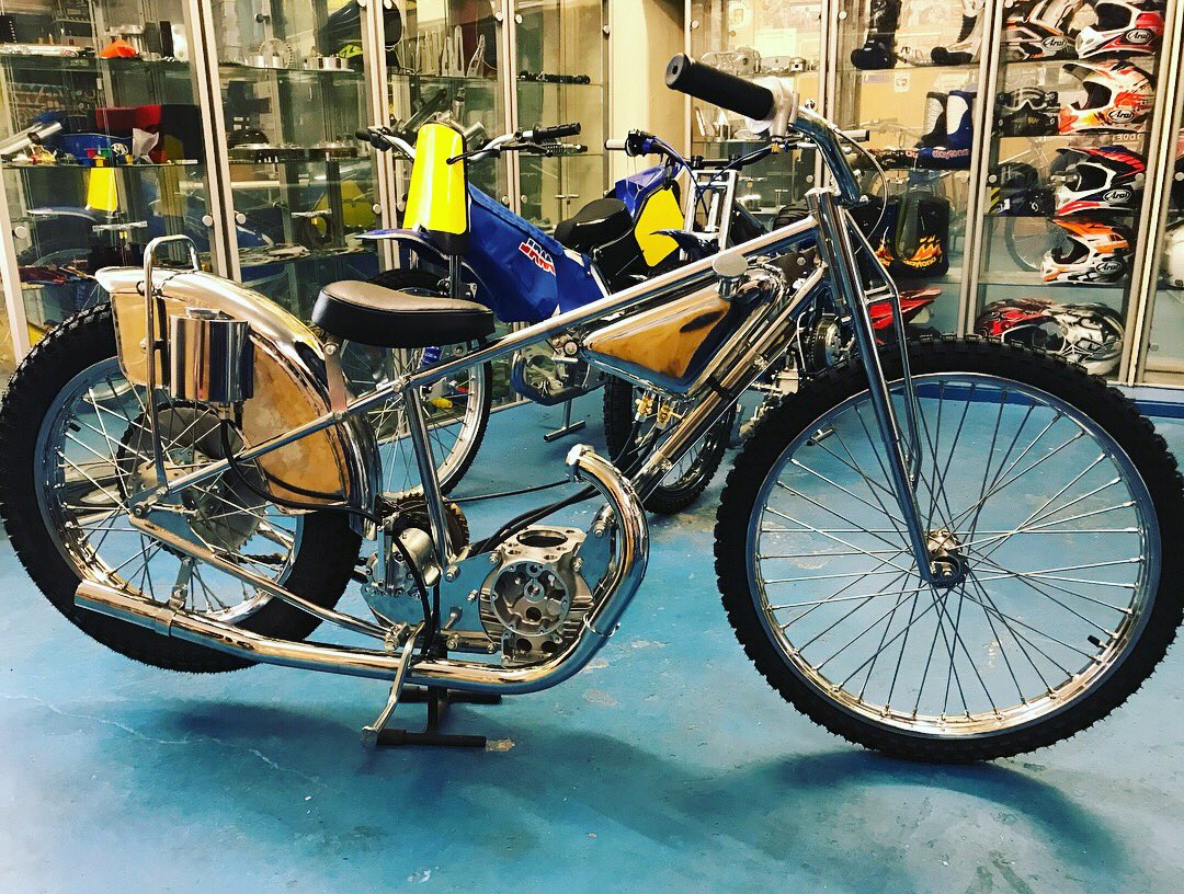 SpeedwayService's tweet photo. #Rotrax #Jap #speedway #upright #classic #chrome #shale #dirt #bike #allbuiltfromstock #restoration #forsale https://t.co/5hba3Kgcwp