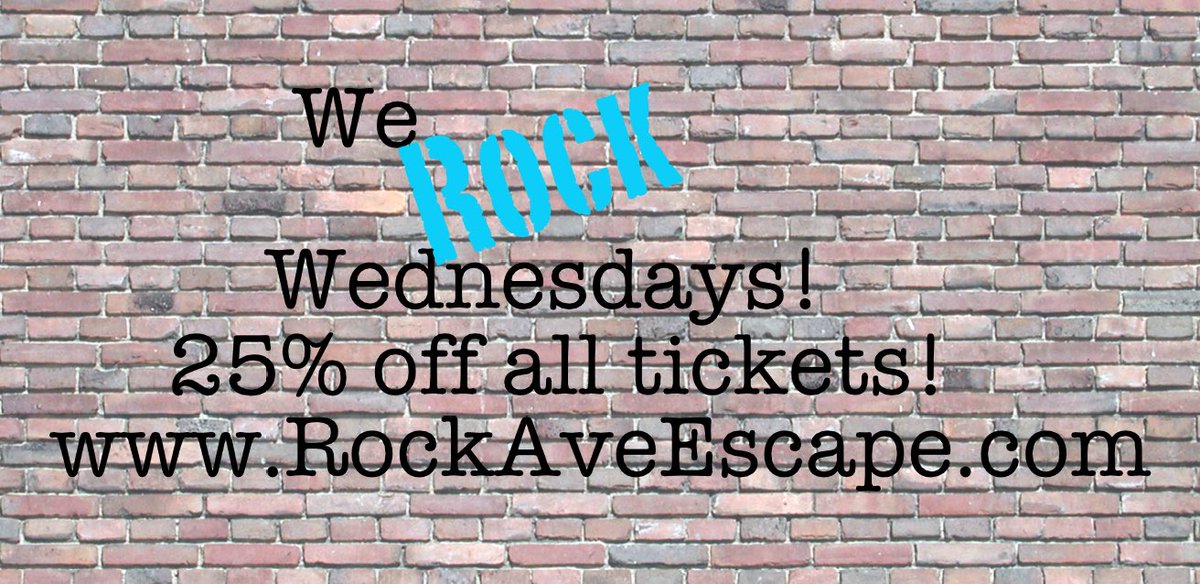 rockaveescape's tweet photo. We Rock Wednesdays! Book in advance, because at this price they won't last long! #escaperoom #escapetrinity #rockaveescape #trinityfl https://t.co/GyDYhZbCl5