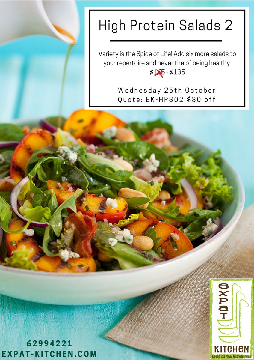 Expat_Kitchen's tweet image. Up your Protein intake with 6 healthy salads. #highproteinsalads #cutyourcarbs #focusclasses #expatkitchensg #cookingschoolsg