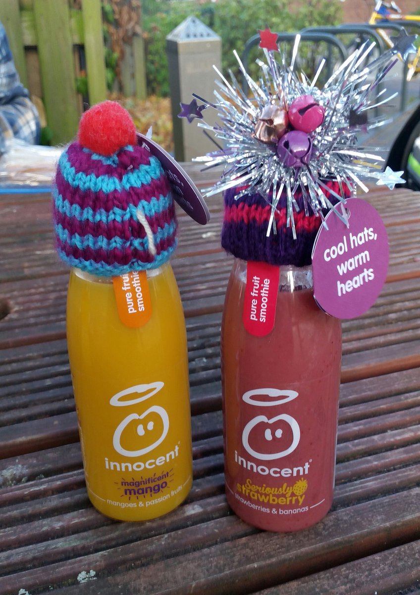 local_c1's tweet photo. @innocent Look at the Smoothies with hats from shop. Early for Act of Kindness Day on Thursday at UCLan. #UCLan4WC https://t.co/gA42XYebN4