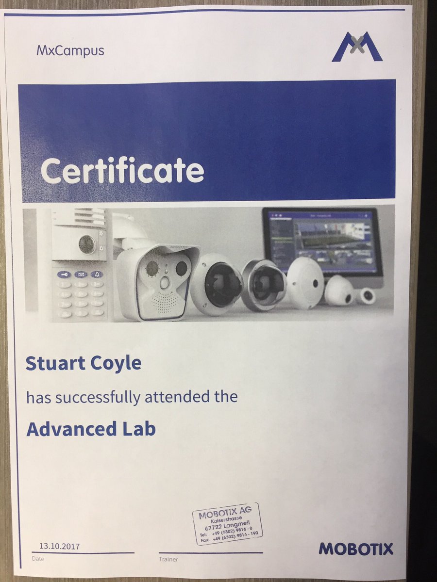 NBMTechSolution's tweet image. A big well done to #TeamNBM Member Stu Coyle on his successful completion of the @MOBOTIX_AG #AdvancedLab training #AlwaysLearning #mobotix