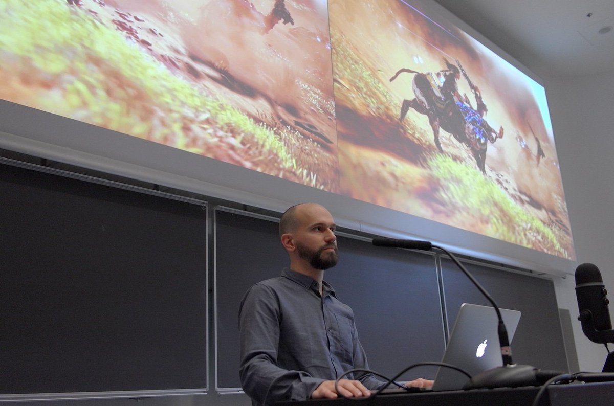 .@arjenbeij describes the challenges faced when developing the AI for Horizon Zero Dawn - last talk of #gain17 day one!