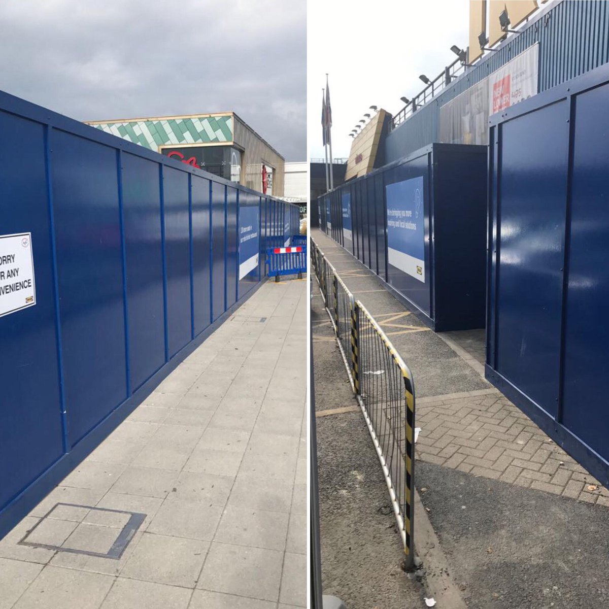 Starkold's tweet photo. Recent photo of our free-standing timber hoarding supplied and installed on a flat pack furniture store in Nottingham for @RGGroupUK https://t.co/Q85qvGqQiD