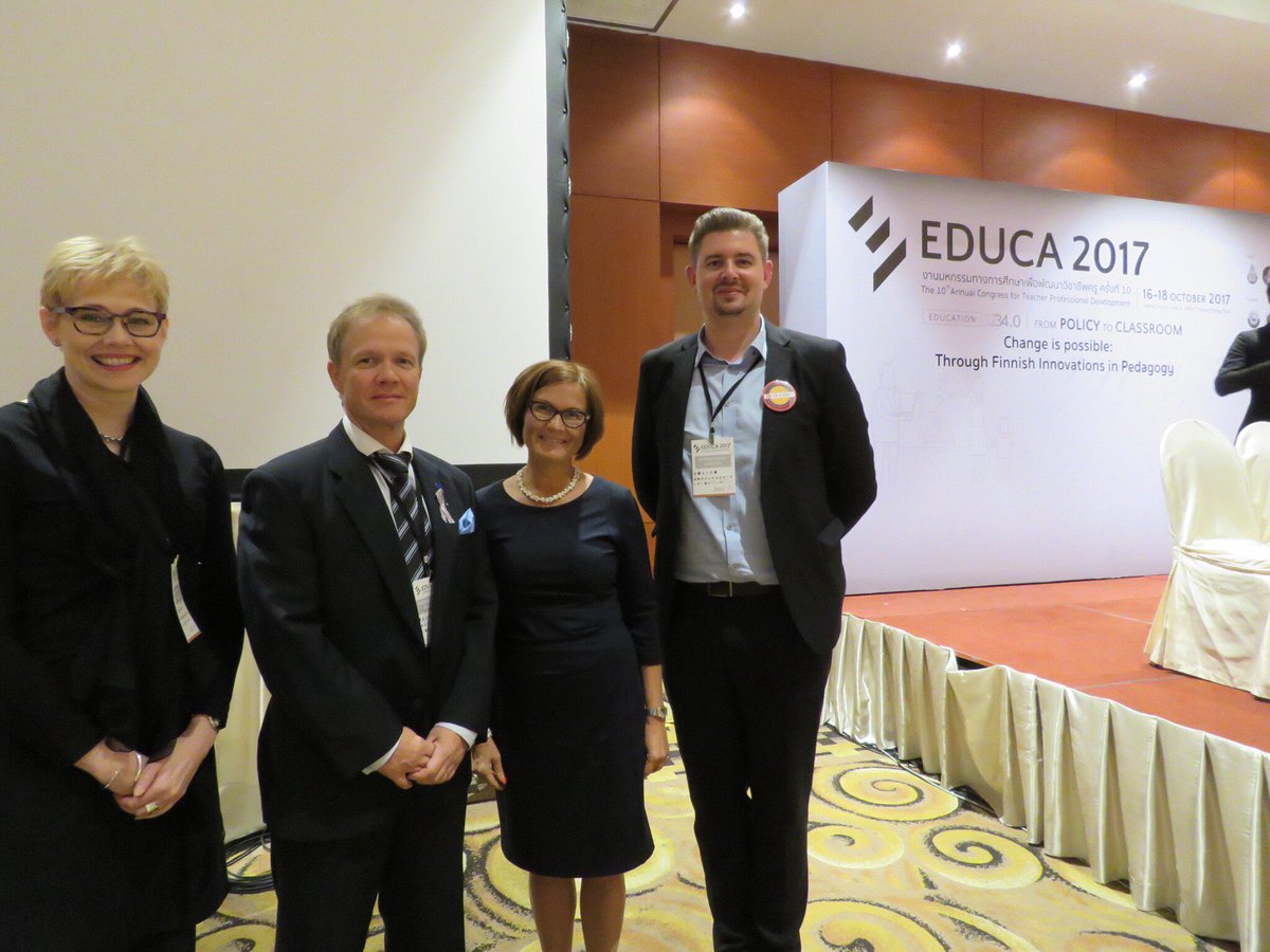 kettulak's tweet photo. Finnish experts after today’s presentations #educa2017 Finland Special Seminar. @HyPlusHelsinki @EduClusterFin @funacademycom @teamfinlandfi https://t.co/nfASE7zZXi