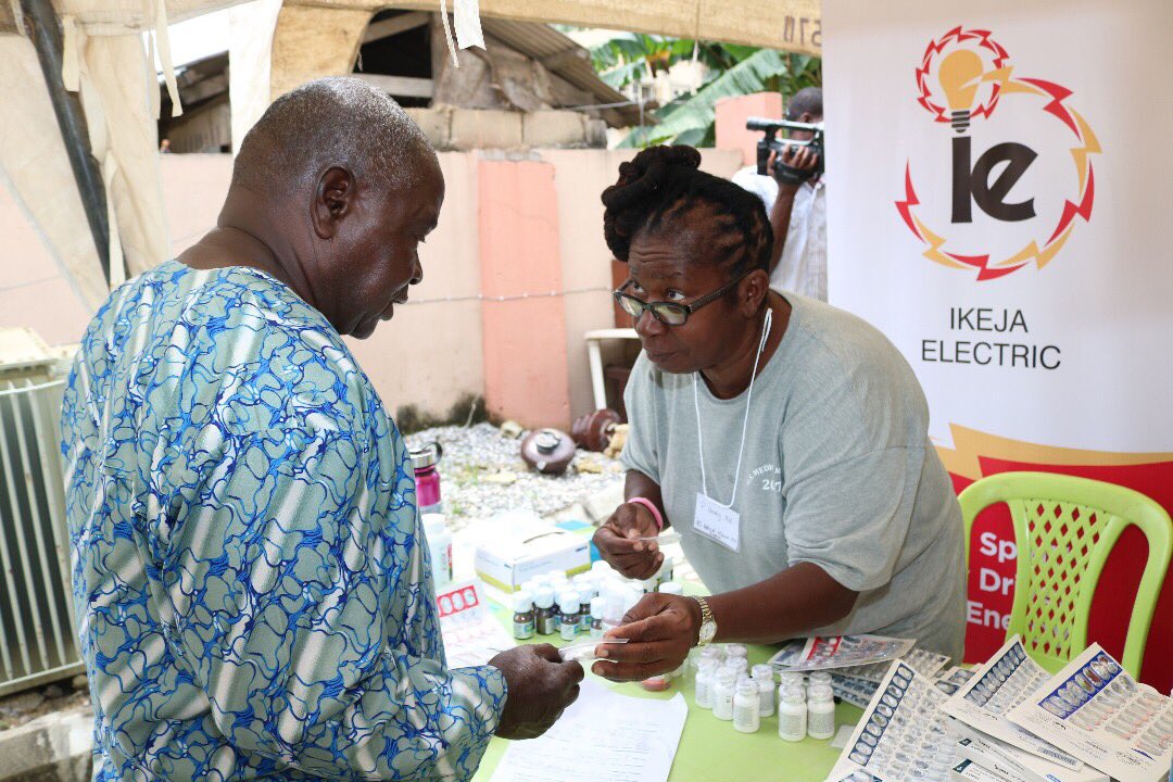 IkejaElectric's tweet image. A participant receiving free medical checkup and drugs during our free #CSR medical outreach. #IECares