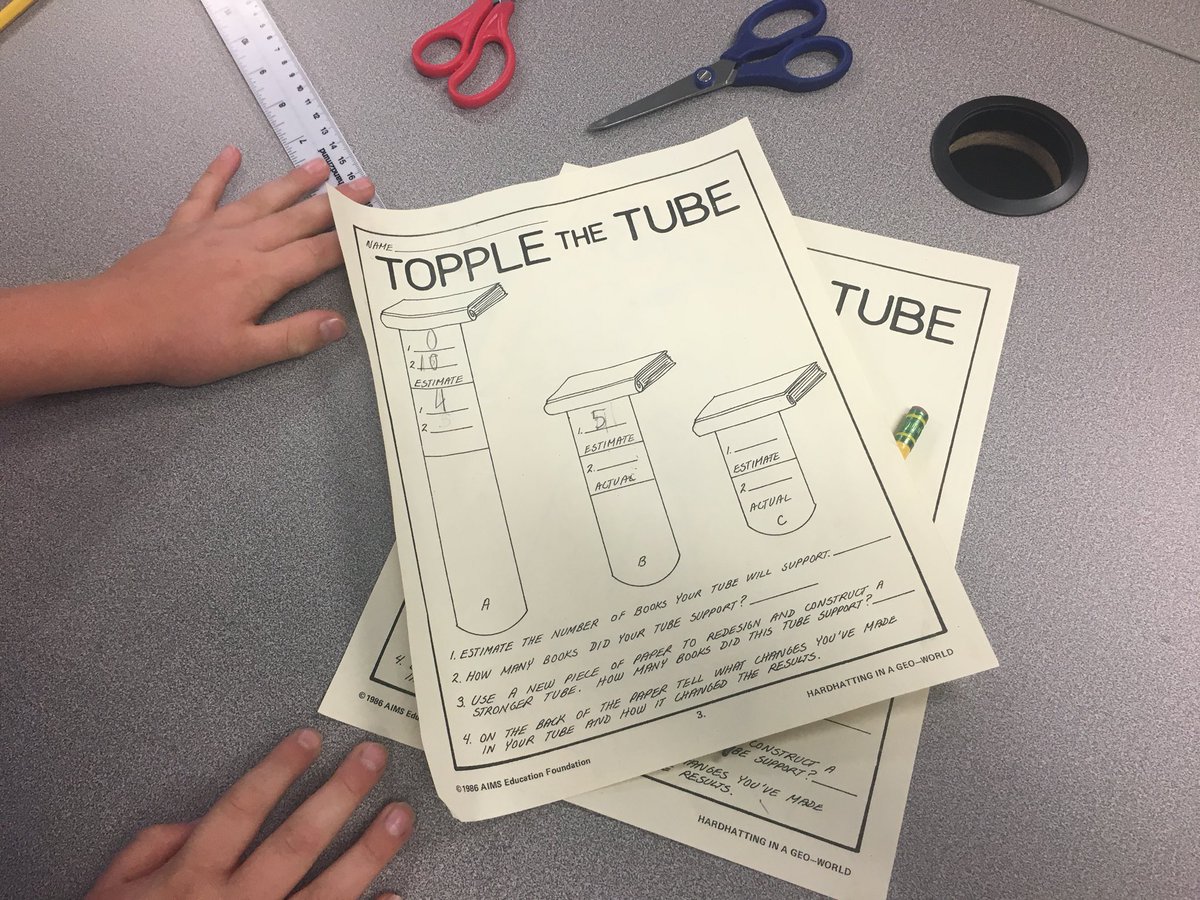 PBVLibrary's tweet photo. STEAM is happening at @SeibertRaiders! The students are loving the Topple the Tube activity. A lot of communication and teamwork is happening! #PBVTech https://t.co/VrichxpAfB