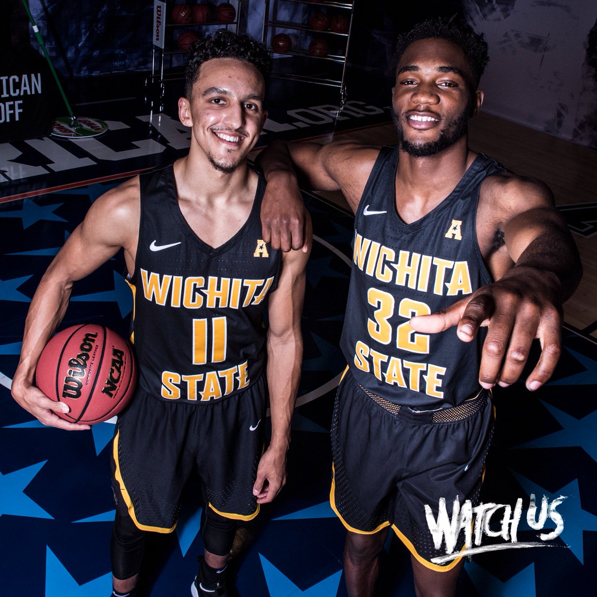 GoShockers's tweet photo. Hot take: Shockers showcasing their new road uniforms at Media Day in Philly. #watchus #addedpower https://t.co/n0Lea6o4SO