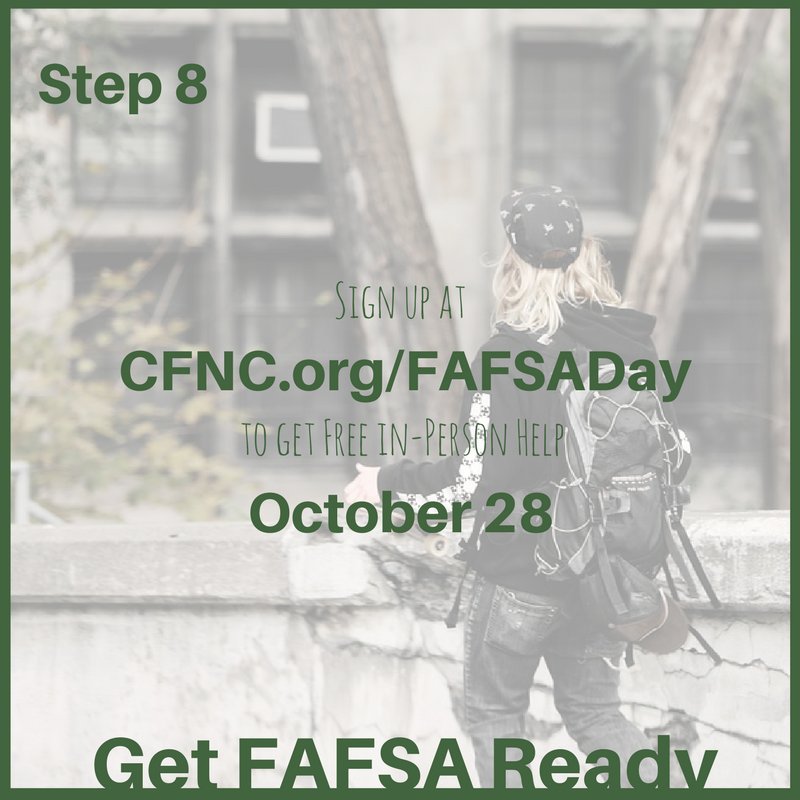 CFNC's tweet photo. You don't want to miss #FAFSA Day this year! Register here: https://t.co/7FomS2ekDF https://t.co/CSPvi16WAF