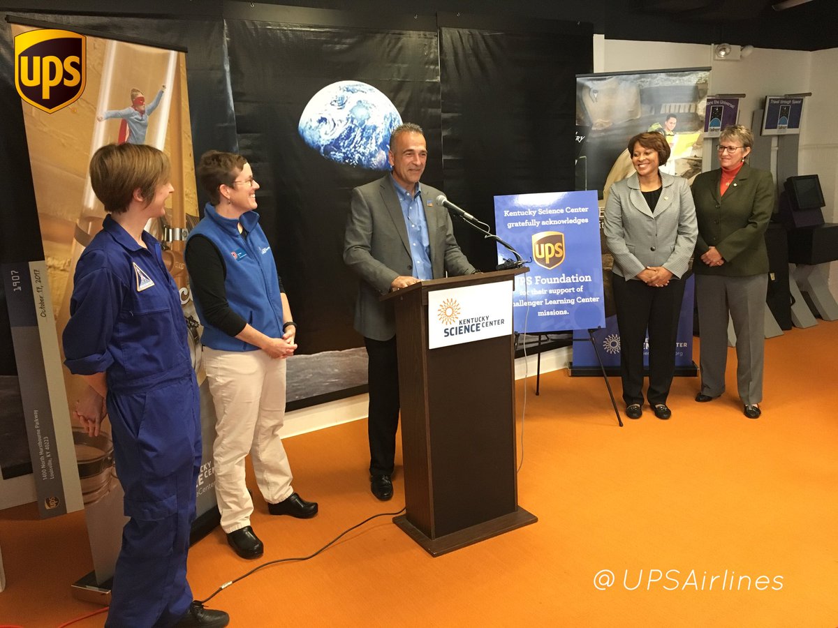 UPSAirlines's tweet photo. We are pleased to announce a $25,000 gift to the @KYScience’s Challenger Learning Ctr, where students can experience space travel! ✈️📚🌕 https://t.co/nm6okFuxMF