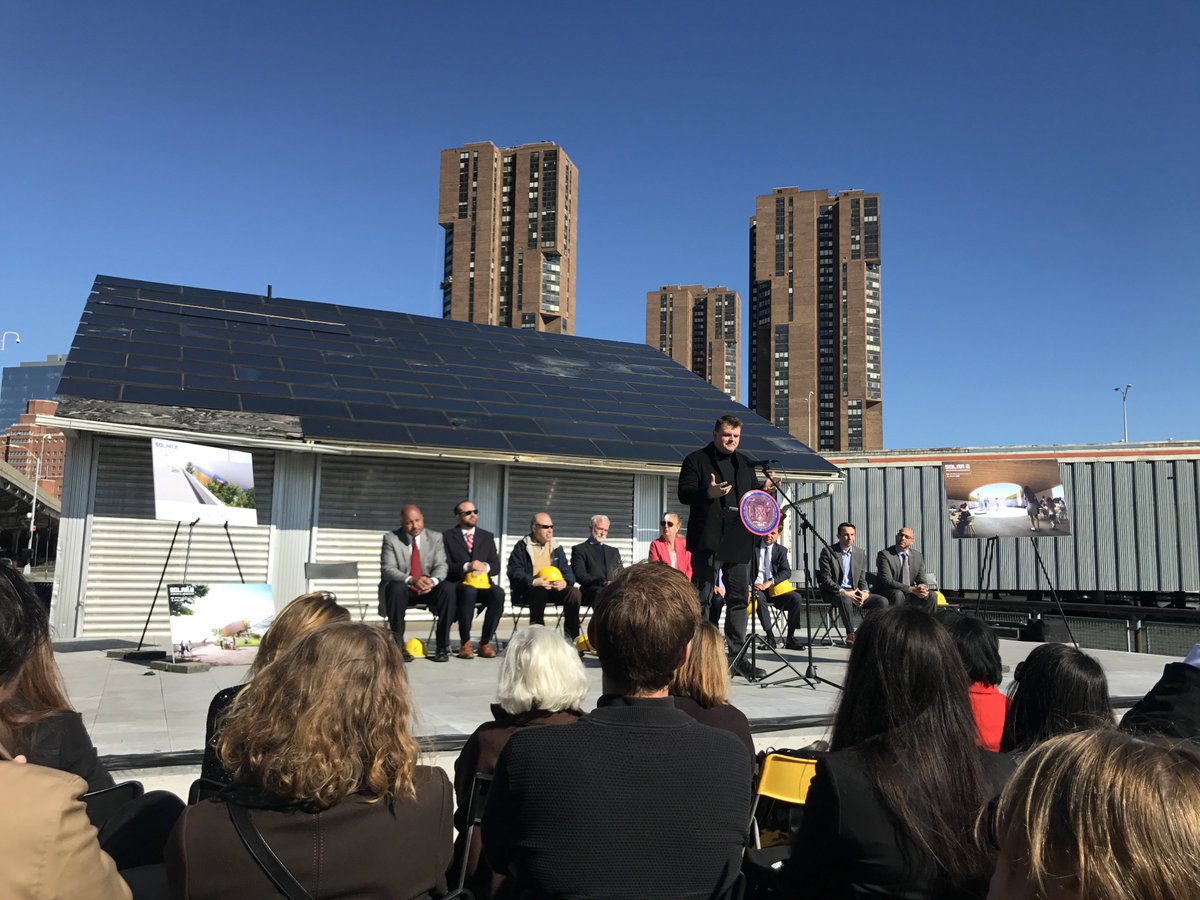 OurWaterfront's tweet photo. We're at Stuyvesant Cove Park celebrating the groundbreaking of the new @solaronenyc Environmental Education Center! #Solar2 https://t.co/p4X90Frn9B