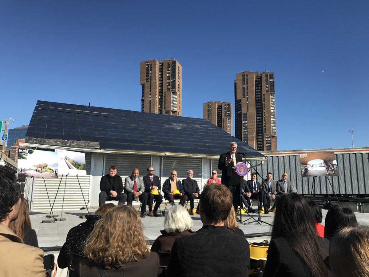 OurWaterfront's tweet photo. We're at Stuyvesant Cove Park celebrating the groundbreaking of the new @solaronenyc Environmental Education Center! #Solar2 https://t.co/p4X90Frn9B