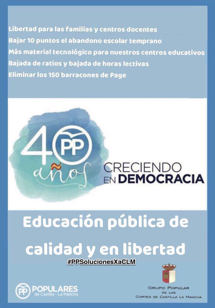 claudiaalonsso's tweet photo. #PPSolucionesXaCLM Xq nos merecemos q la #educacion en #CLM sea una prioridad y no un medio para el dogmatismo político https://t.co/q0IkA49nGu