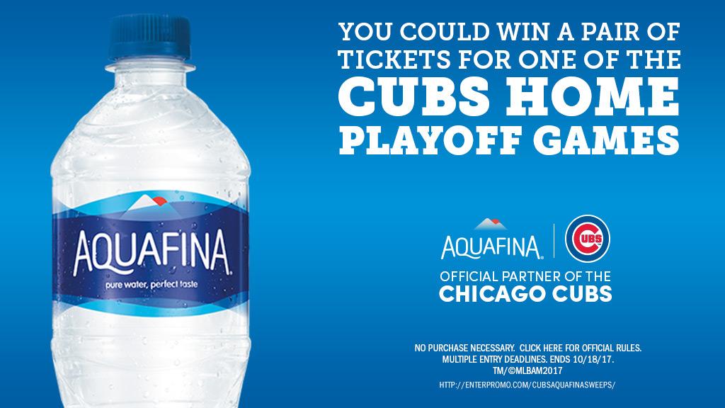 Are you the biggest #Cubs fan? Show us by sharing a photo or video and using #CubsAquafinaSweeps for a chance to win postseason tickets.