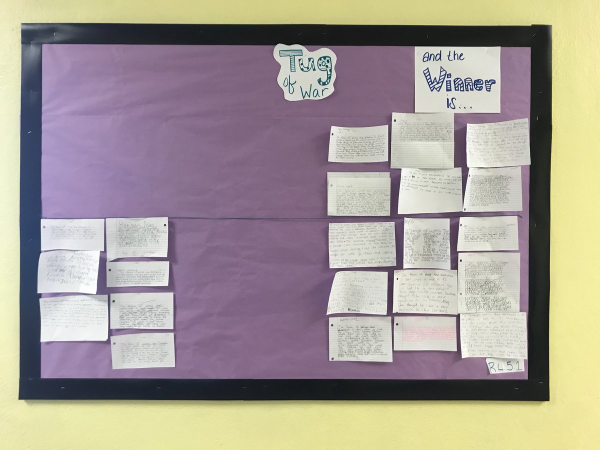 Mrs_Barber8's tweet photo. Theme Tug of War!  Students defend which theme is best supported in their guided read books. #readingislit @Mr_Rossler @Hamilton_Elem https://t.co/S34BE3CNez