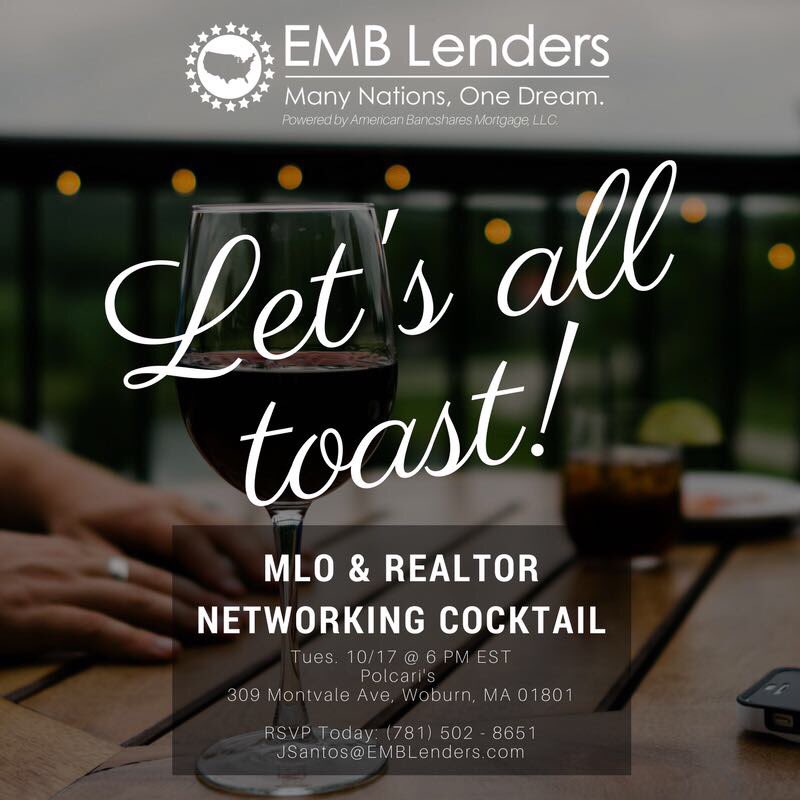 EMB_Lenders's tweet photo. 👋🏼See you at this excited event tonight Boston!! #MLO #Realtor #NetworkingEvent #BostonEvents #Mortgage #RealEstate https://t.co/dCVYqUhxiD