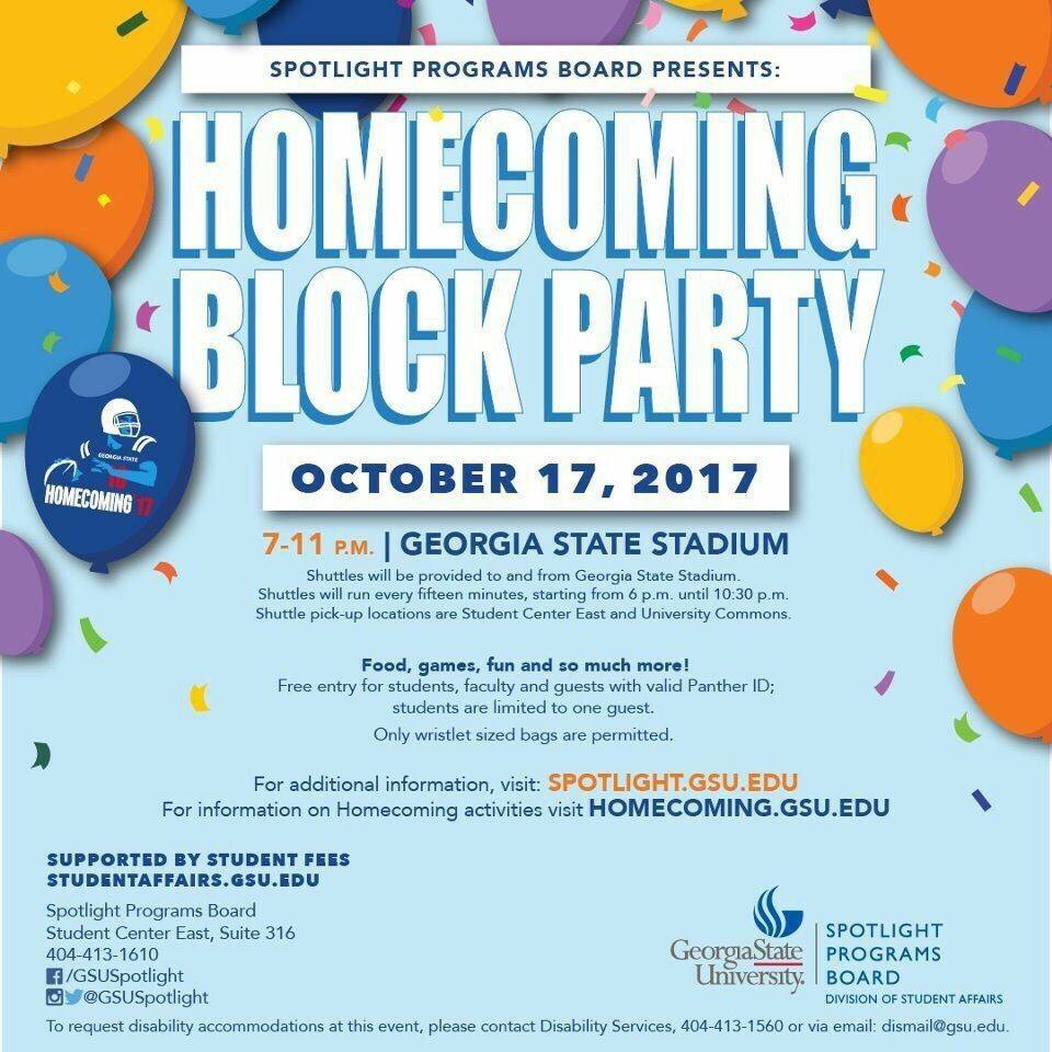 Infinite_Appeal's tweet photo. Hey GSU, homecoming week is finally upon us! Come out tonight to the Block Party and have a great time with friends!!!!! https://t.co/dq6MWz87AB