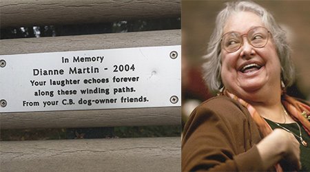 OsgoodeNews's tweet photo. Found at the dog park on Cherry Beach. A fitting tribute to a dear  friend, colleague and alum, Prof Dianne Martin '76 @DeanSossin https://t.co/9eIH39Kbcc