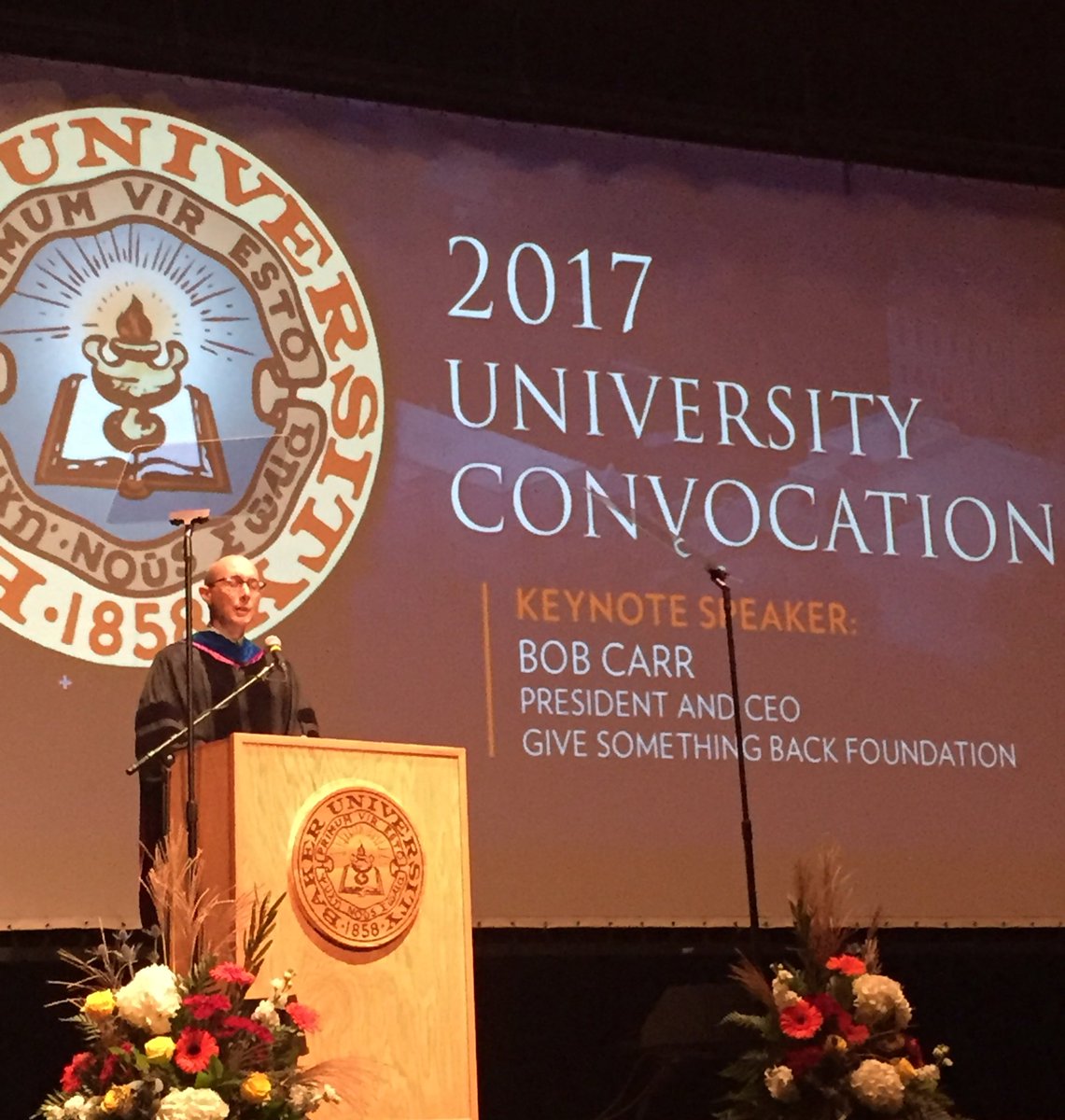 BakerUniversity's tweet photo. "You ask & your professors will move mountains for you. It's our pleasure to help you leave BU with confidence."
-Dr. Grant #Convocation17 https://t.co/rRMnLvomWX