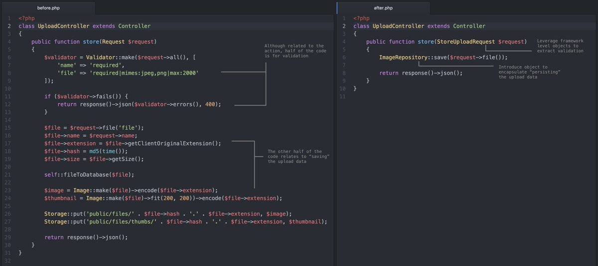 gonedark's tweet photo. Another "clean up" from last week on how you can reduce long methods by introducing objects to encapsulate related blocks of code. https://t.co/tSb336PMJl