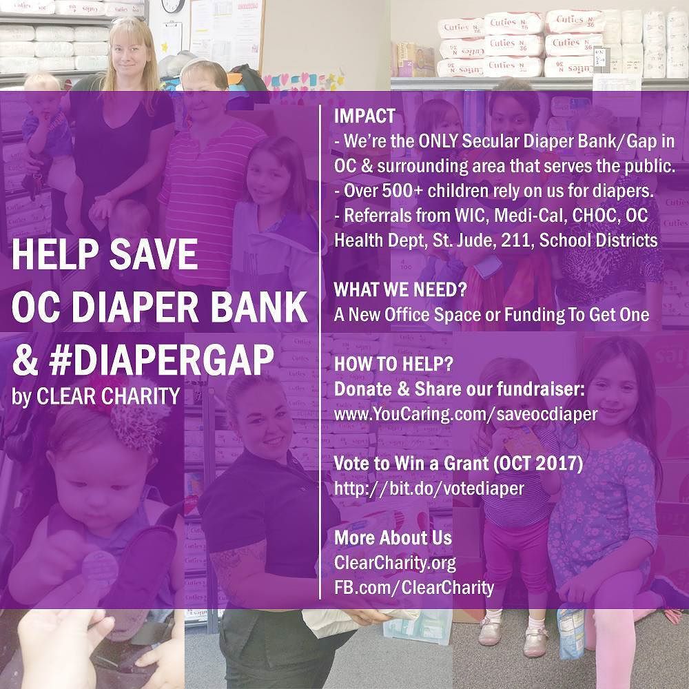 ClearCharity's tweet photo. Help save OC #DiaperBank &amp; #DiaperGap programs. Vote on https://t.co/9LOJgUbWUY or donate &amp; share … https://t.co/O1uXJCpqWu https://t.co/zNtcKeokC4