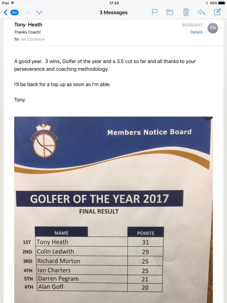 Who says you can't teach old dogs new tricks ,awesome work Tony,another win for TATHATA GOLF Students. @tathatagolf/iancochrane #yoga #golf