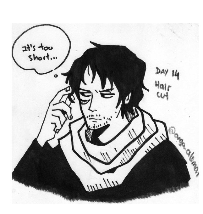 @ya_boi_guille #bnhainktober day 14: haircut
i was wondering how aizawa would look with short hair... ? #bnha #inktober 