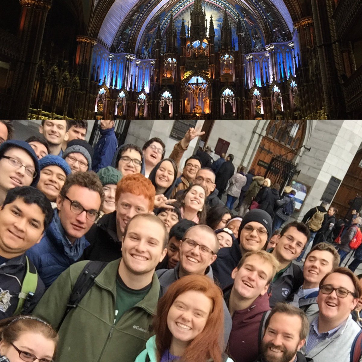 NDMinistry's tweet photo. The Montréal pilgrims visited and prayed at Basilique Notre-Dame de Montréal today! #NDPilgrimage https://t.co/n3LCl7U4FO