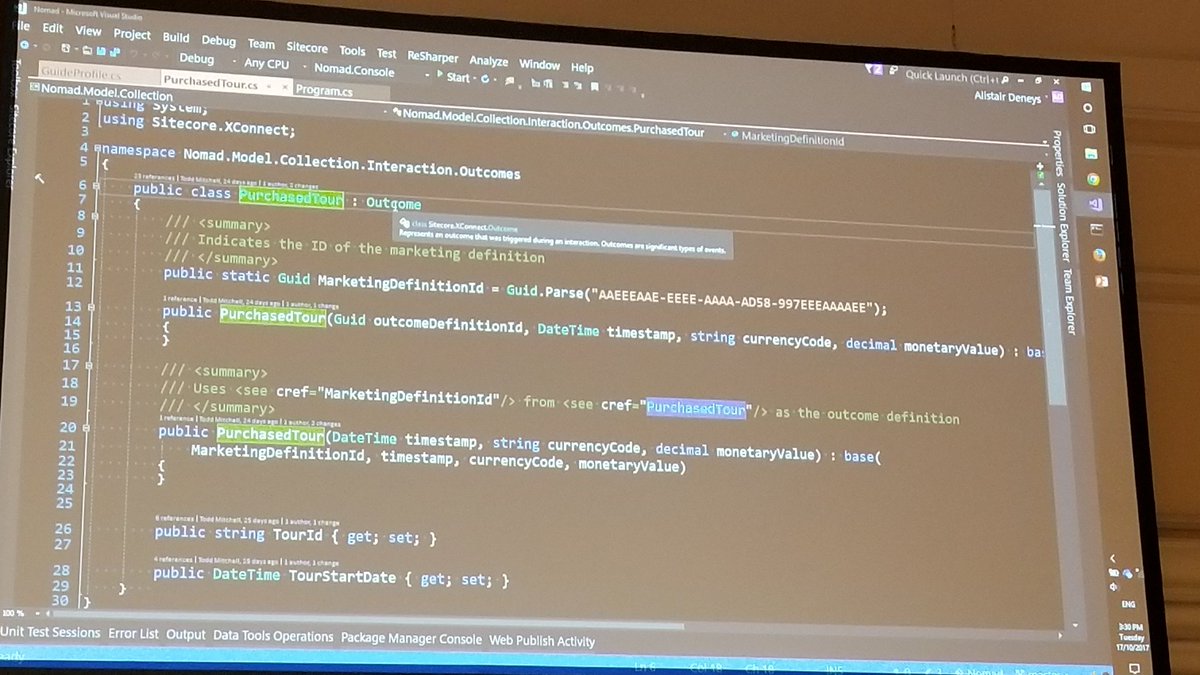 SitecoreHacker's tweet photo. Building out custom facets on the Sitecore Experience Platform Foundation (using xConnect) #SitecoreSYM #YayCode https://t.co/V38aInvFNZ