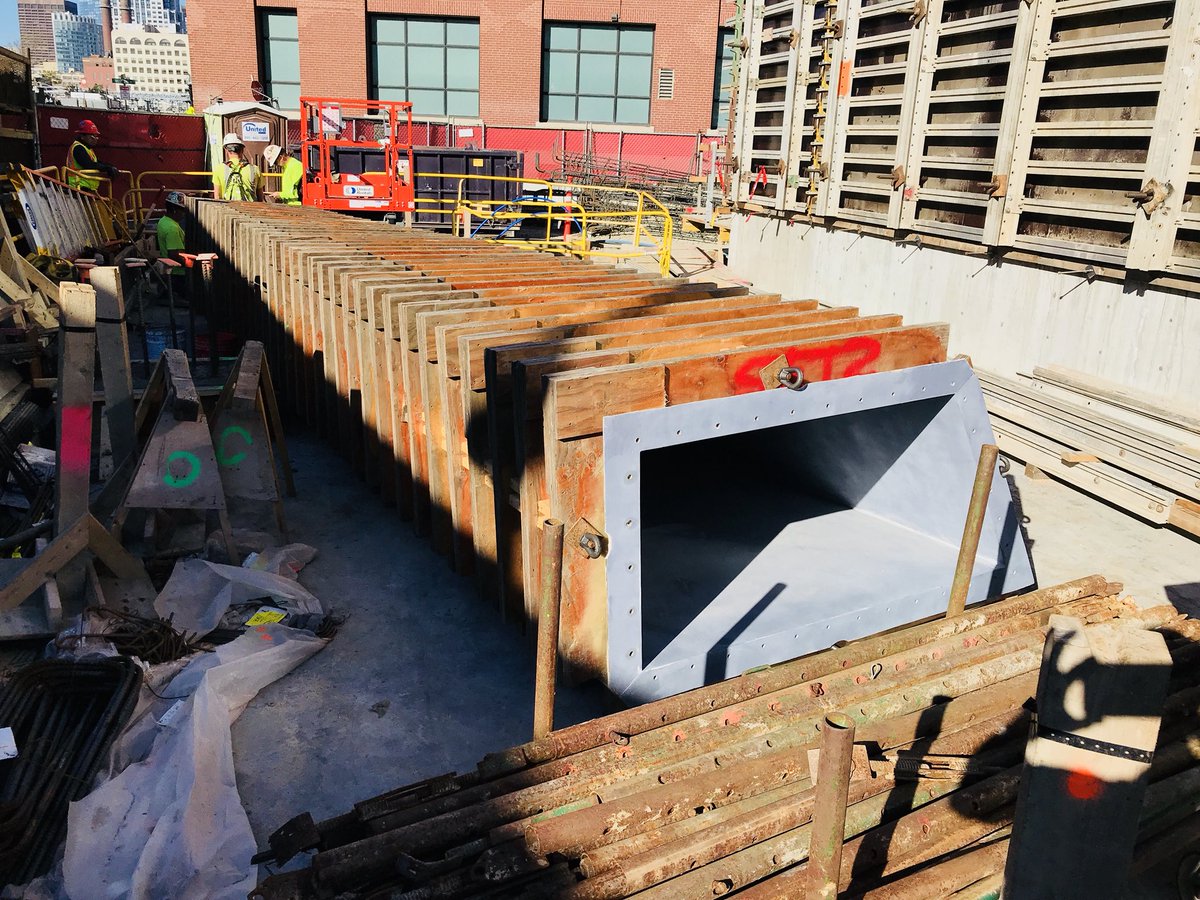 RODEArchitects's tweet image. #shapingboston one form at a time. scenes from the site today...2-story tall formwork for concrete columns. #southboston