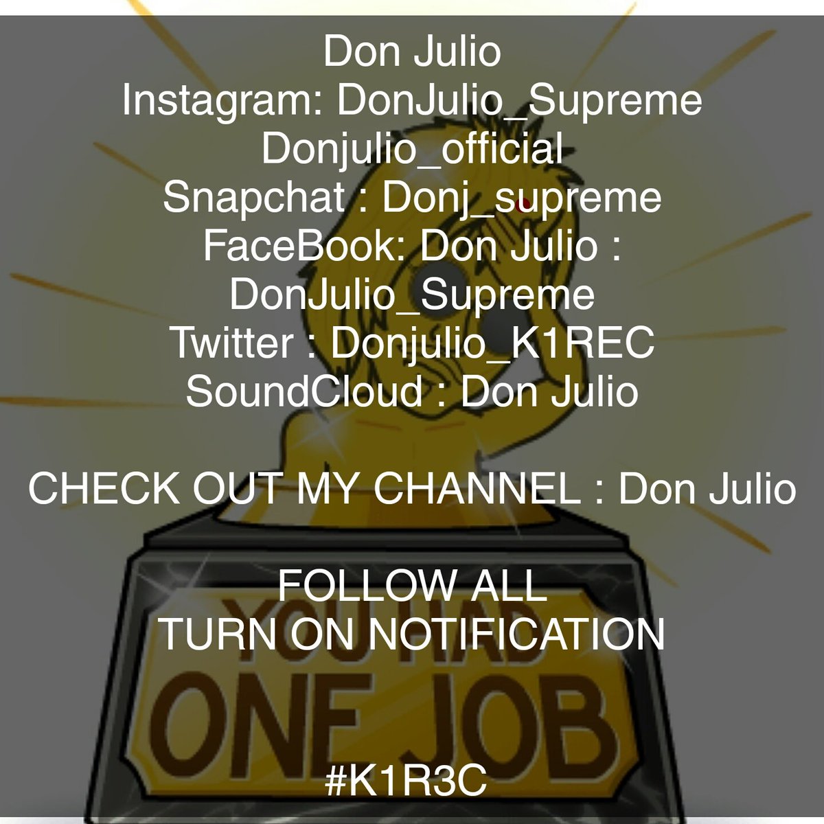 MajorStatic5's tweet image. FOLLOW ALL
TURN ON NOTIFICATION

#K1R3C
#K1R3C #INKMAJOR_OFFICIAL
#DonJulio_official #donjulio_supreme
 #405 #L.V.P
#VILLE #donj_official