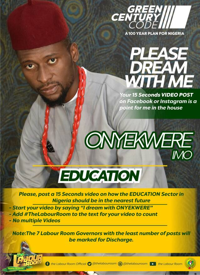 TheLabourRoomNG's tweet photo. Dream of The Education Sector with me. Post a 15secs Video on FB or IG. Follow instructions on flyer.
#TheLabourRoom #TheGreenCenturyCode https://t.co/aIeVKu7d63
