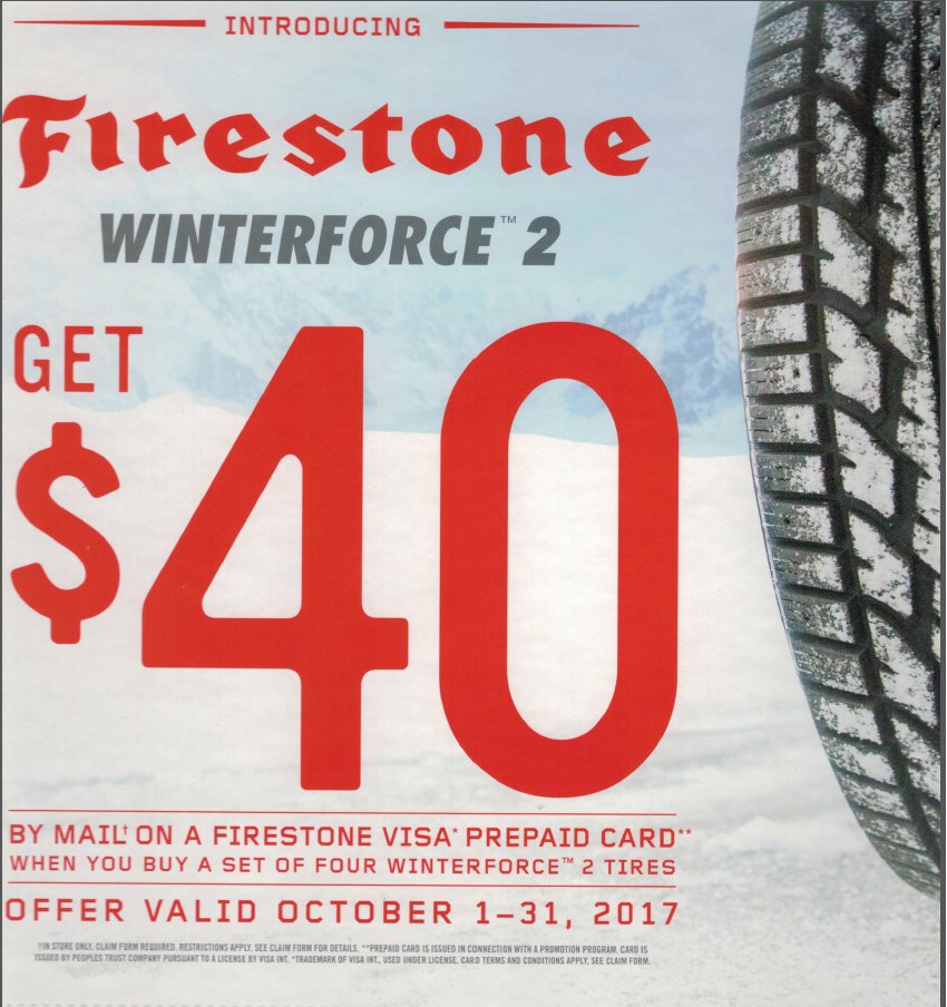 BooysActionAuto's tweet photo. Call now to take advantage of this great offer from @FirestoneTires! Ends Oct 31.

#OwenSound #GreyBruce #WinterTires #Rebate https://t.co/M22piIdcXL