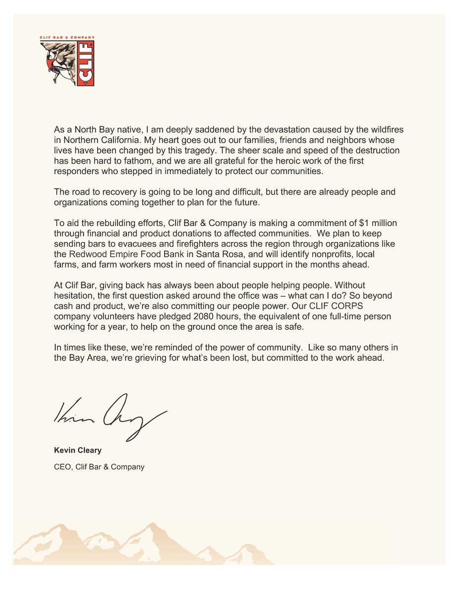 Kevin Cleary On Twitter Clif Bar Company Stands With Northern California We Are Committed To Helping Our Communities Rebuild Kevin Cleary On Twitter Clif Bar Company Stands With Northern California We Are Committed To Helping Our Communities Rebuild