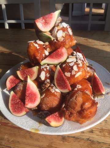 AbingerCookery's tweet photo. Doughnuts with a sticky orange caramel, nuts and figs ~ perfect treat after a day on the slopes #skiseason #chaletcooks #cookerycourse https://t.co/aNWtICYIbG