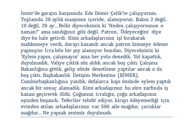 iscimeclisi1's tweet photo. #İzmirEdeDemirCelikiscileri aylardır maaş alamıyor. Açlığa mahkum edilen işçiler seslerini duyurmak istiyor. Yaşasın sınıf dayanışması! https://t.co/Y2tgsRJaJe