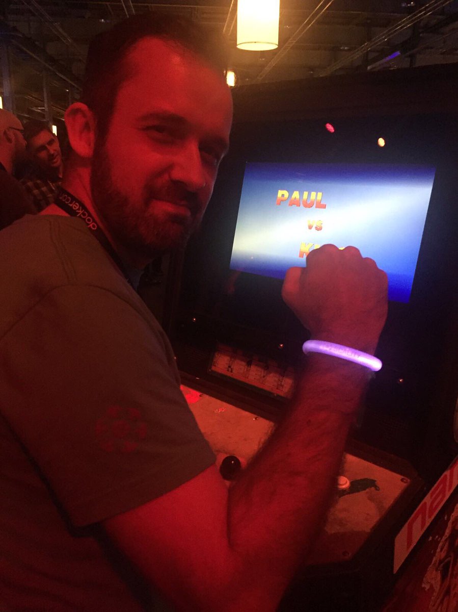 zenko's tweet photo. Meet @AdamCarrUK, the new Tekken champ ;) aka "king of the iron fist" #dockercon17 #DockerConEU https://t.co/FXemyof9XI