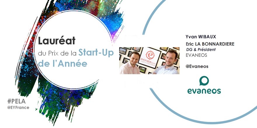 Félicitations à E. La Bonnardière et @farfadium d’<a href="/Evaneos/">Evaneos</a>, lauréats du Prix de la #Startup de l’Année ! #PELA