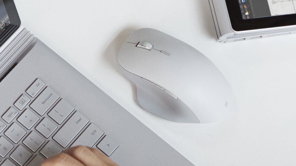 panos_panay's tweet photo. We have a new mouse too! Sleek design and a focus on ergonomics make our Surface Precision Mouse easy on the eyes and easy on the hands https://t.co/5rRqngrweX