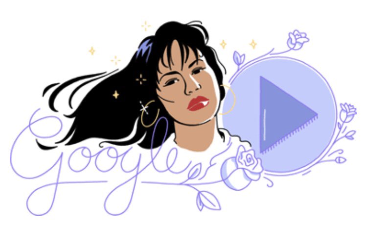 jgraceofficial's tweet photo. The new Google homepage has me smiling real big! Today we continue to celebrate the legacy of @SelenaLaLeyenda 🌹 #SelenaDoodle https://t.co/QjQjI9AX3u