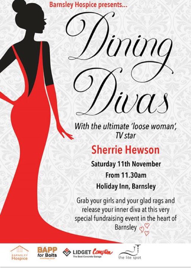 BarnsleyHospice's tweet photo. Thank You to event sponsors BAPP for Bolts, LIDGET Compton and The Lite Spot for their fantastic support. 
#DiningDivas #Barnsleyisbrill https://t.co/rzMkVedAPD