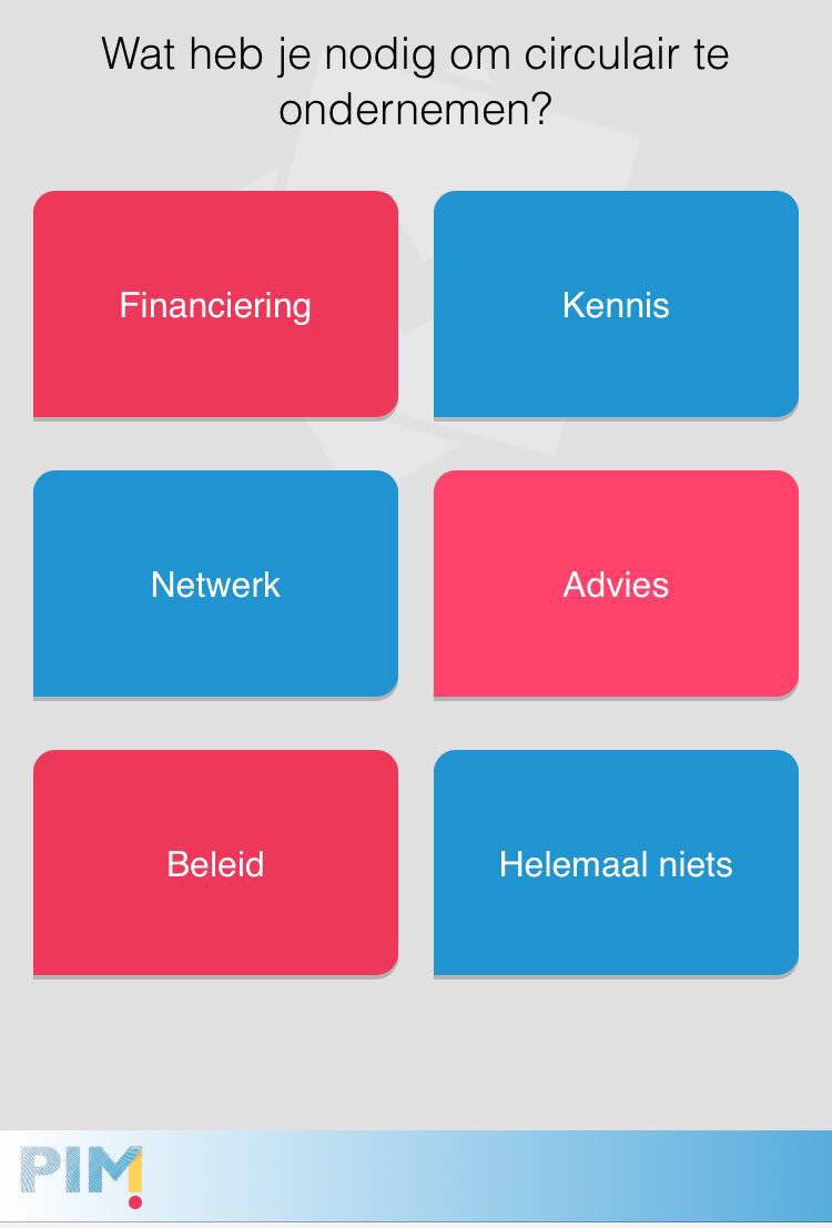PIM_NH's tweet photo. Hieronder een voorbeeld van de vraag die zojuist aan het publiek gesteld is! #NoordHollandCirculair #pimnh #buzzmaster @thebuzzmasters https://t.co/VjQua80yJx