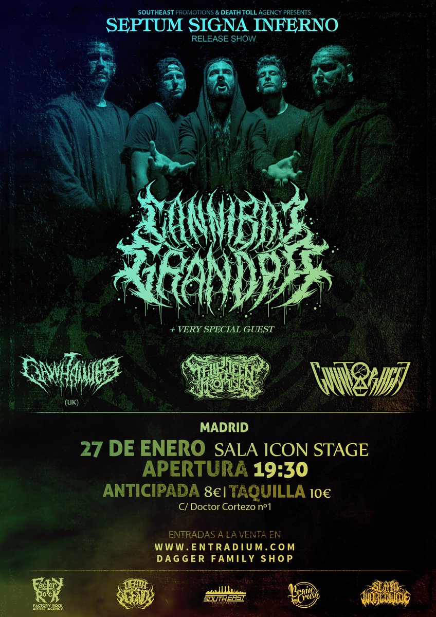 SEPTUM SIGNA INFERNO RELEASE SHOW! CLAWHAMMER + THIRTEEN BLED PROMISES + COUNTERACTT

TICKETS: entradium.com/entradas/canni…