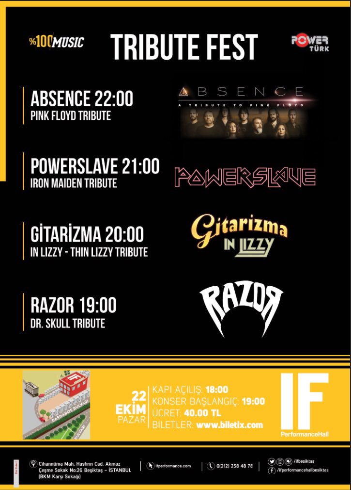 Yerli #PinkFloyd tribute projesi #Absence 22 Ekim'deki #TributeFest'te  festivaltr.com/tribute-fest/ <a href="/absencetribute/">Absence</a>