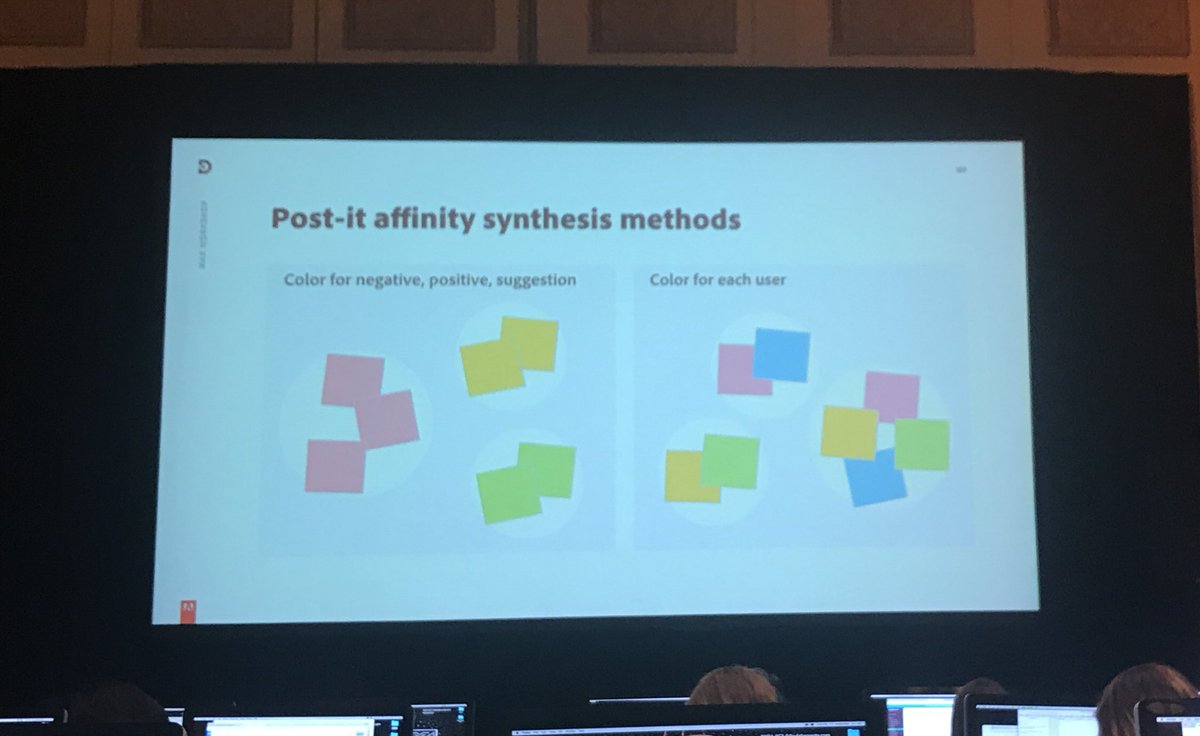 sweetpotatoshop's tweet photo. A post-it note color for each user=genius! Love this tip. #AdobeMAX #AdobeUX #dpbUX https://t.co/ttDQFFkXb2