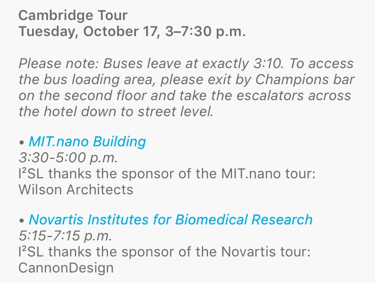 Are you registered for the 3:00 PM Cambridge Tour at the #I2SL Annual Conference? Buses leave at exactly 3:10 PM, see image for bus info.