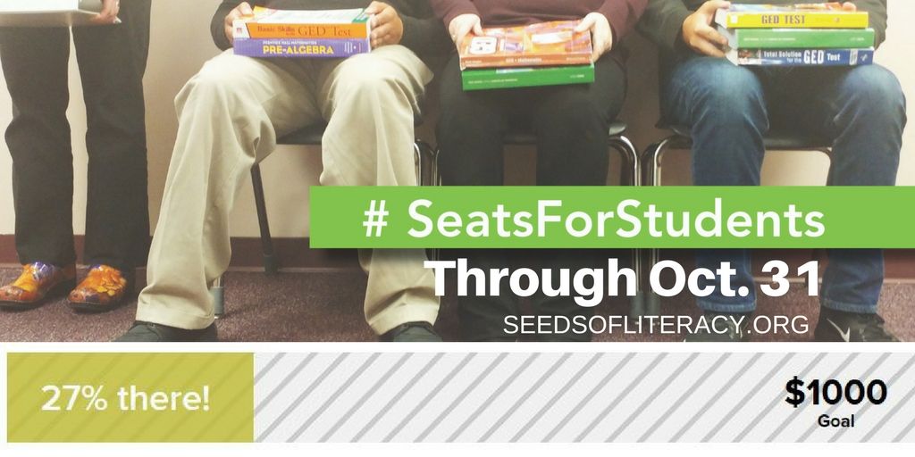 seedsofliteracy's tweet photo. We're already more than 25% there! Take action - https://t.co/ES4FowD9ta #seatsforstudents #SeedsofLiteracy #adultliteracy https://t.co/bW808CDY9V