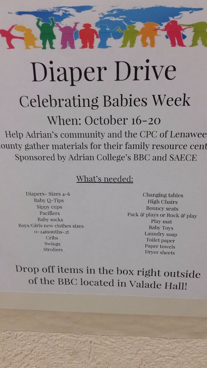 ACBabyBulldogs's tweet photo. Stop by and drop off a donation for our diaper drive in honor of Celebrate Babies Week!  All donations will be given to @CPCofLenawee https://t.co/iIudyewiW2