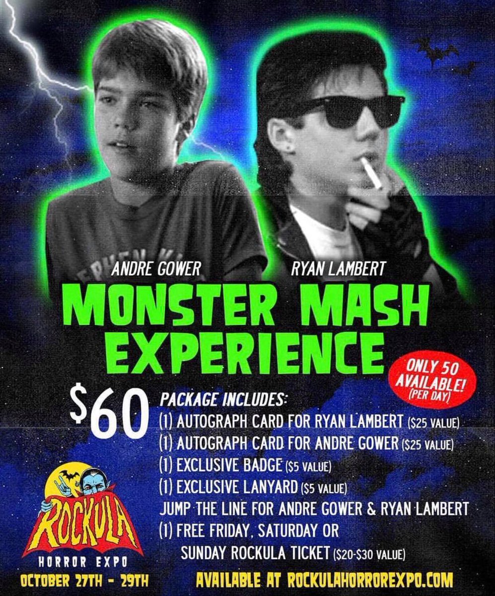 Less than 2 weeks away!

 Get your silver bullets ready!

"Monster Squad" w/  <a href="/andregower/">andré gower</a> &amp; @ryanlambert111 

ticketf.ly/2gfVvjV