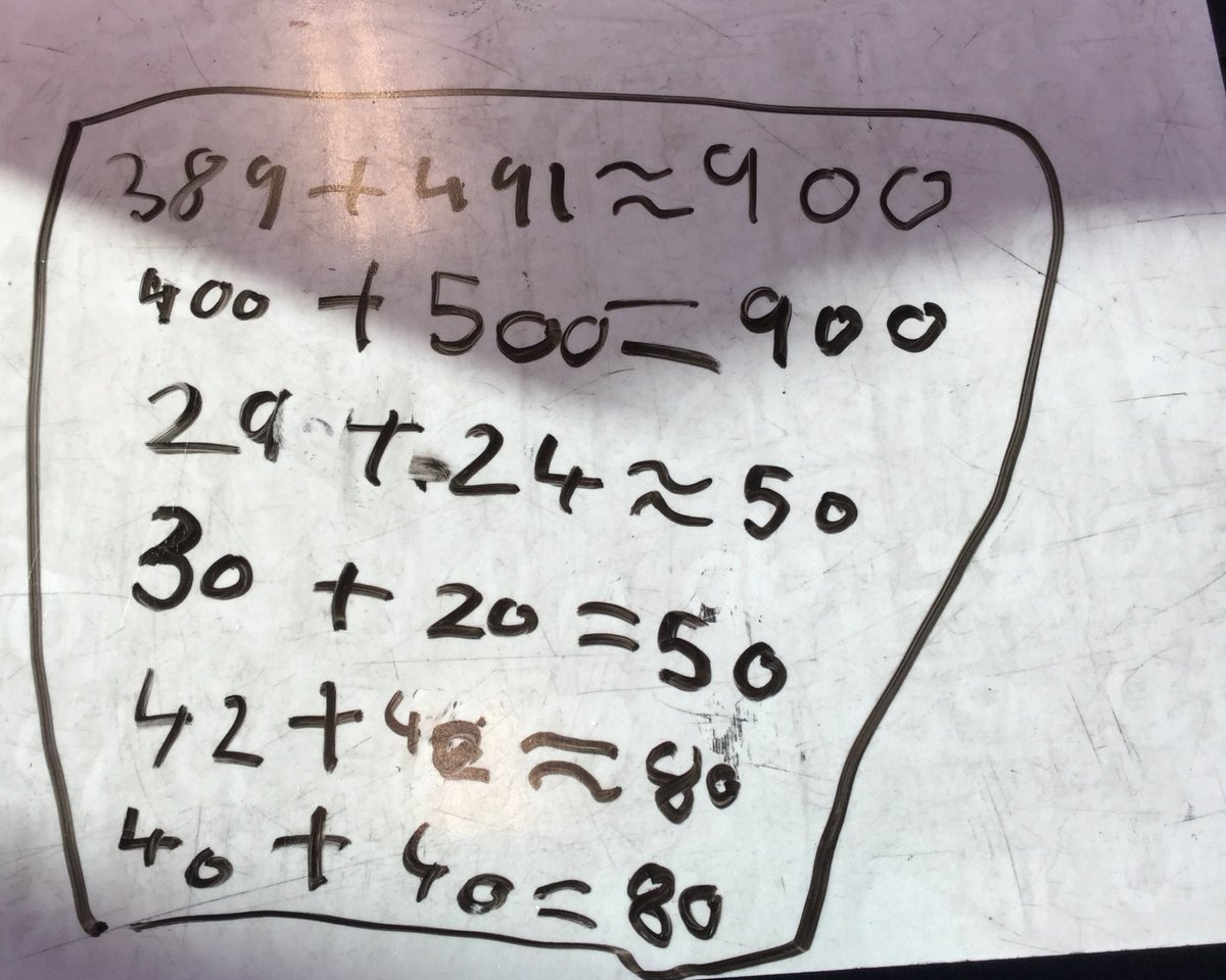 Y4MapleClass's tweet photo. This morning, a boy in Maple class did this amazing work without being asked! #InspireMaths #estimation #UsingInitiative #Rounding https://t.co/SgNC5u1Aaw